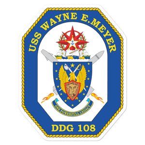 USS Wayne E. Meyer (DDG-108) Ship's Crest Vinyl Sticker