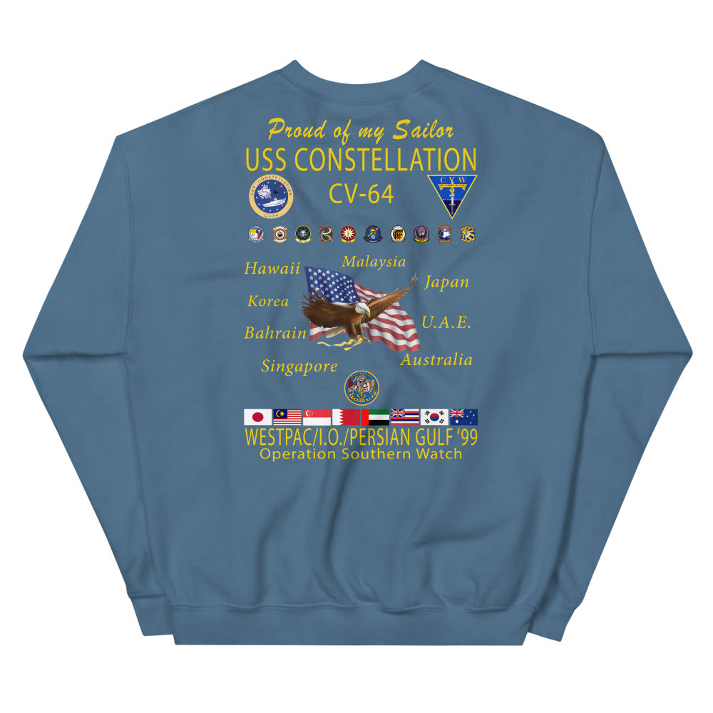 USS Constellation (CV-64) 1999 Cruise Sweatshirt - FAMILY