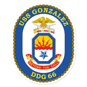 USS Gonzales (DDG-66) Ship's Crest Vinyl Sticker