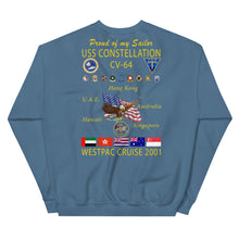 Load image into Gallery viewer, USS Constellation (CV-64) 2001 Cruise Sweatshirt - FAMILY