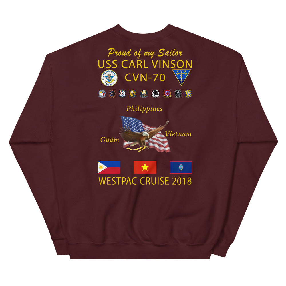 USS Carl Vinson (CVN-70) 2018 Cruise Sweatshirt - FAMILY