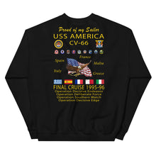Load image into Gallery viewer, USS America (CV-66) 1995-96 Cruise Sweatshirt - FAMILY