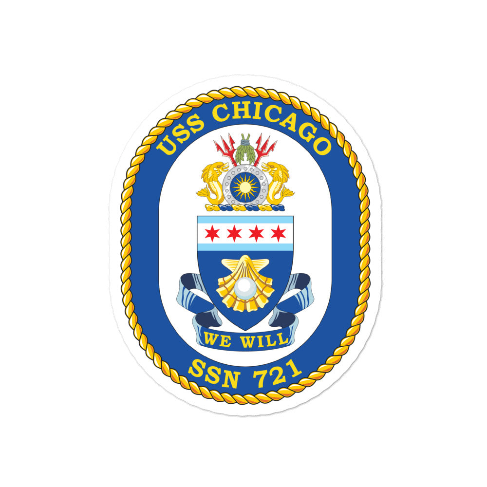 USS Chicago (SSN-721) Ship's Crest Vinyl Sticker