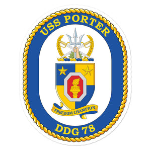 USS Porter (DDG-78) Ship's Crest Vinyl Sticker