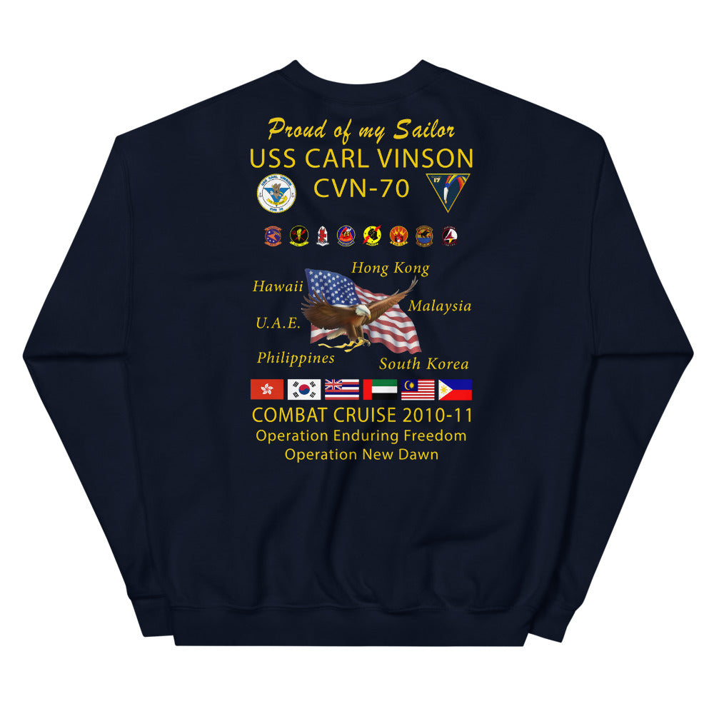 USS Carl Vinson (CVN-70) 2010-11 Cruise Sweatshirt - FAMILY