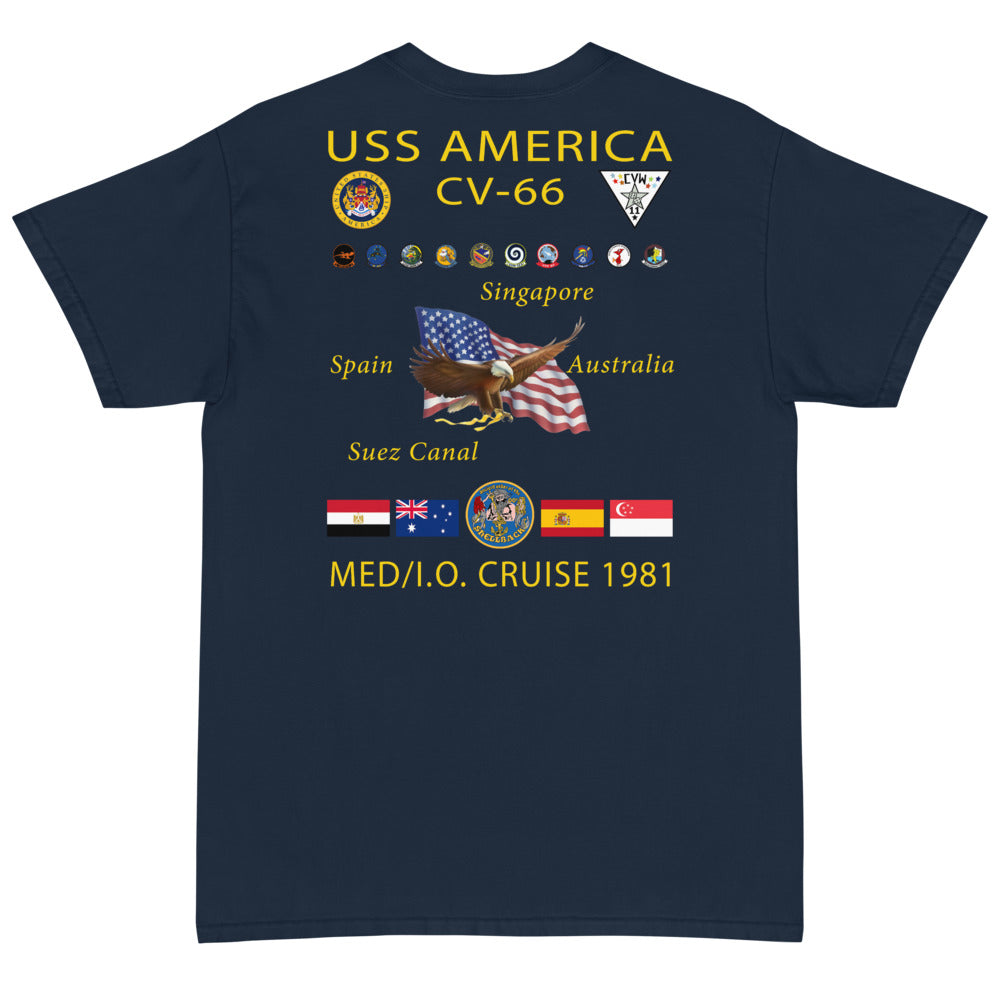 USS America (CV-66) 1981 Cruise Shirt - SIZES 4XL-5XL ONLY