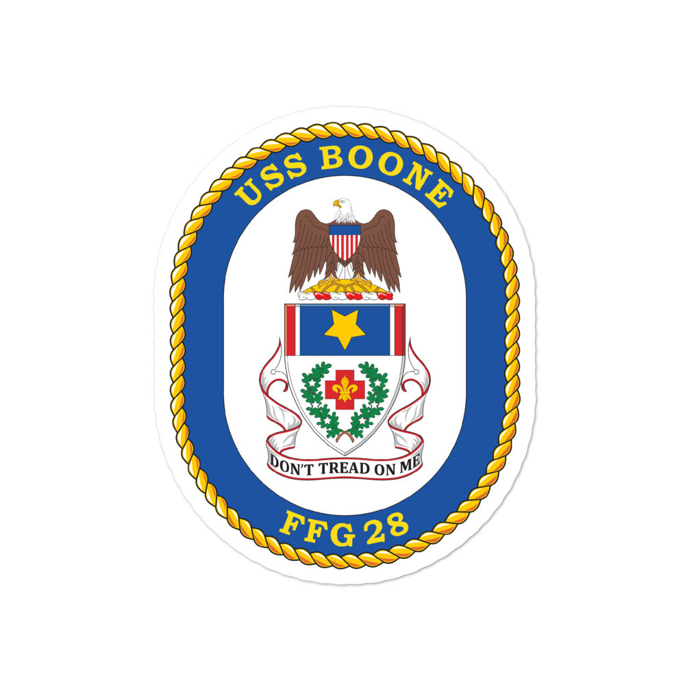 USS Boone (FFG-28) Ship's Crest Vinyl Sticker