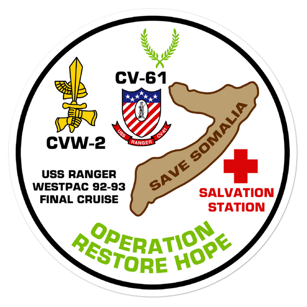 USS Ranger (CV-61) Operation Restore Hope '92-'93 Vinyl Sticker