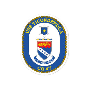 USS Ticonderoga (CG-47) Ship's Crest Vinyl Sticker