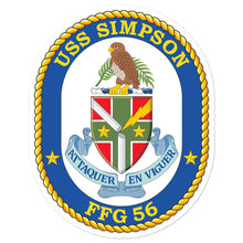Load image into Gallery viewer, USS Simpson (FFG-56) Ship&#39;s Crest Vinyl Sticker