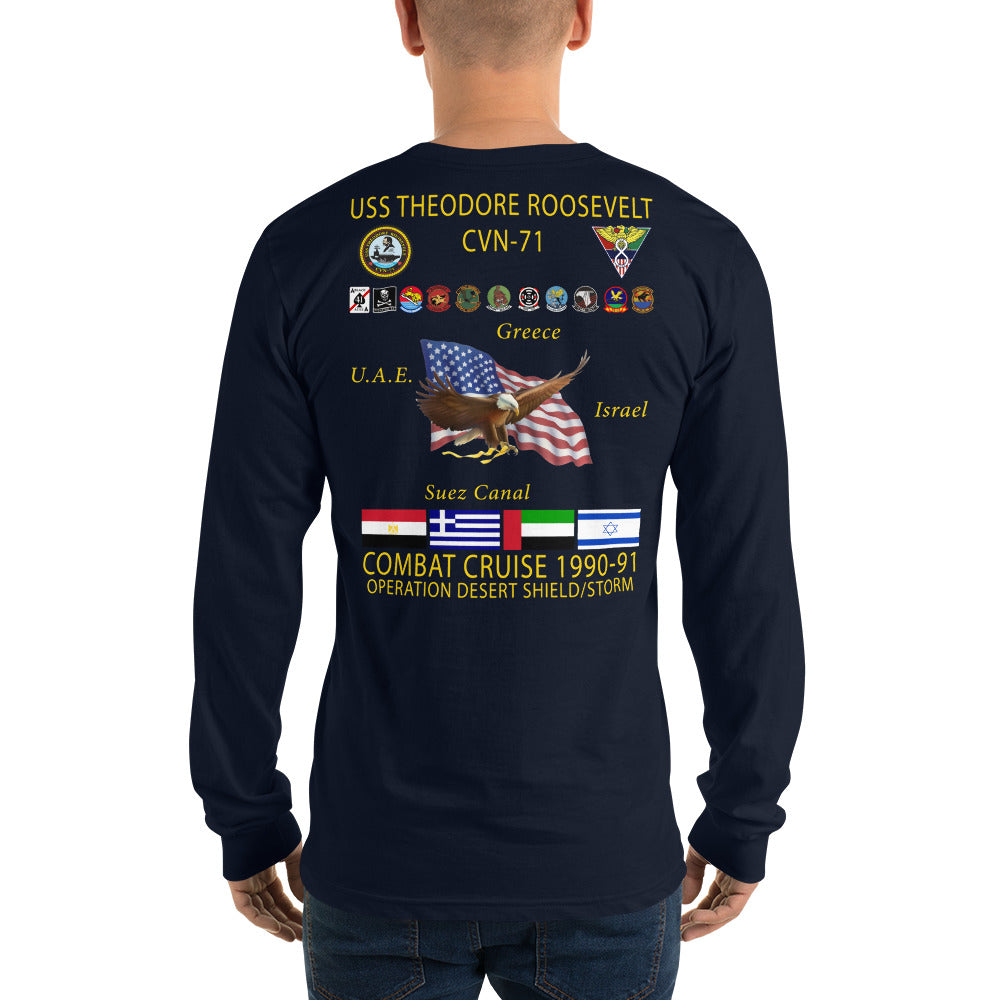 USS Theodore Roosevelt (CVN-71) 1990-91 Long Sleeve Cruise Shirt