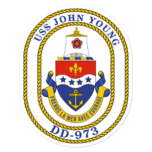 USS John Young (DD-973) Ship's Crest Vinyl Sticker