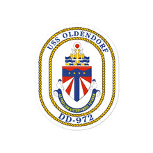 Load image into Gallery viewer, USS Oldendorf (DD-972) Ship&#39;s Crest Vinyl Sticker