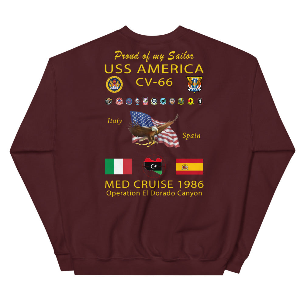 USS America (CV-66) 1986 Cruise Sweatshirt - FAMILY