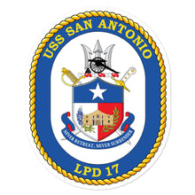Load image into Gallery viewer, USS San Antonio (LPD-17) Ship&#39;s Crest Vinyl Sticker