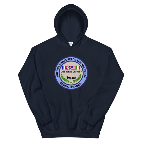 USS New Jersey (BB-62) Multi-National Peacekeeping Force Beirut Hoodie
