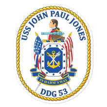 Load image into Gallery viewer, USS John Paul Jones (DDG-53) Ship&#39;s Crest Vinyl Sticker