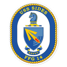 Load image into Gallery viewer, USS Sides (FFG-14) Ship&#39;s Crest Vinyl Sticker