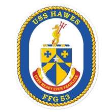 Load image into Gallery viewer, USS Hawes (FFG-53) Ship&#39;s Crest Vinyl Sticker