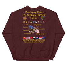 Load image into Gallery viewer, USS Abraham Lincoln (CVN-72) 1998 Cruise Sweatshirt - Family