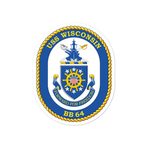 USS Wisconsin (BB-64) Ship's Crest Vinyl Sticker