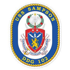USS Sampson (DDG-102) Ship's Crest Vinyl Sticker