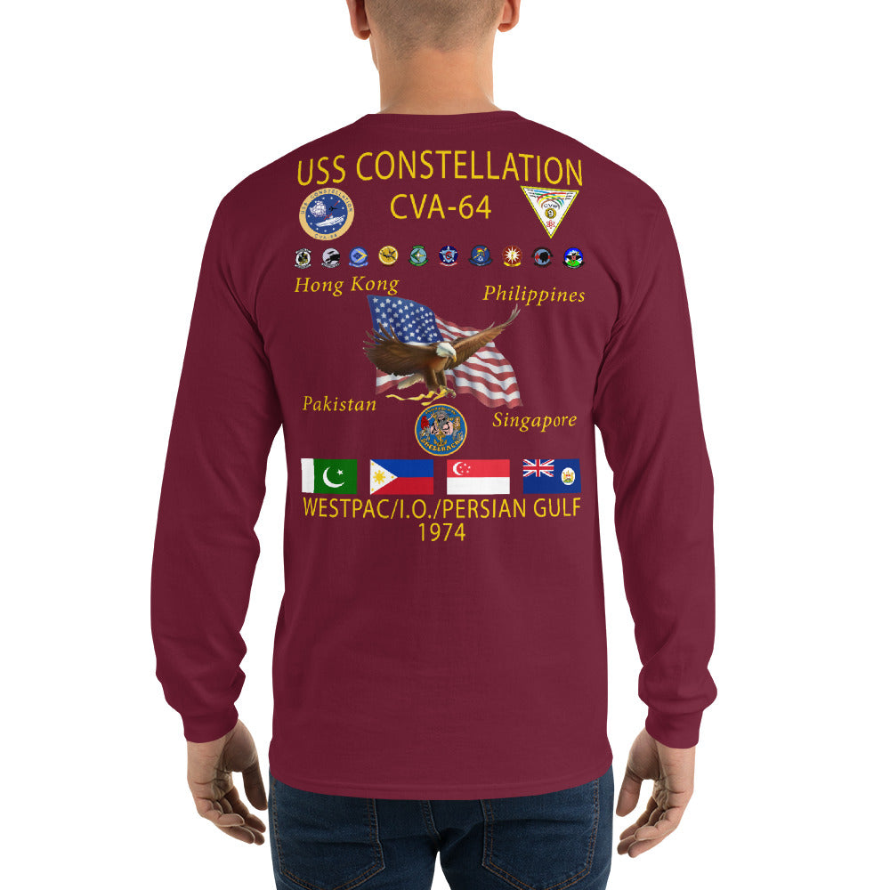USS Constellation (CVA-64) 1974 Long Sleeve Cruise Shirt