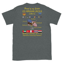 Load image into Gallery viewer, USS Abraham Lincoln (CVN-72) 2011-12 Cruise Shirt - Family