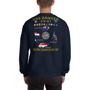 USS Ranger (CV-61) 1987 Cruise Sweatshirt - Map