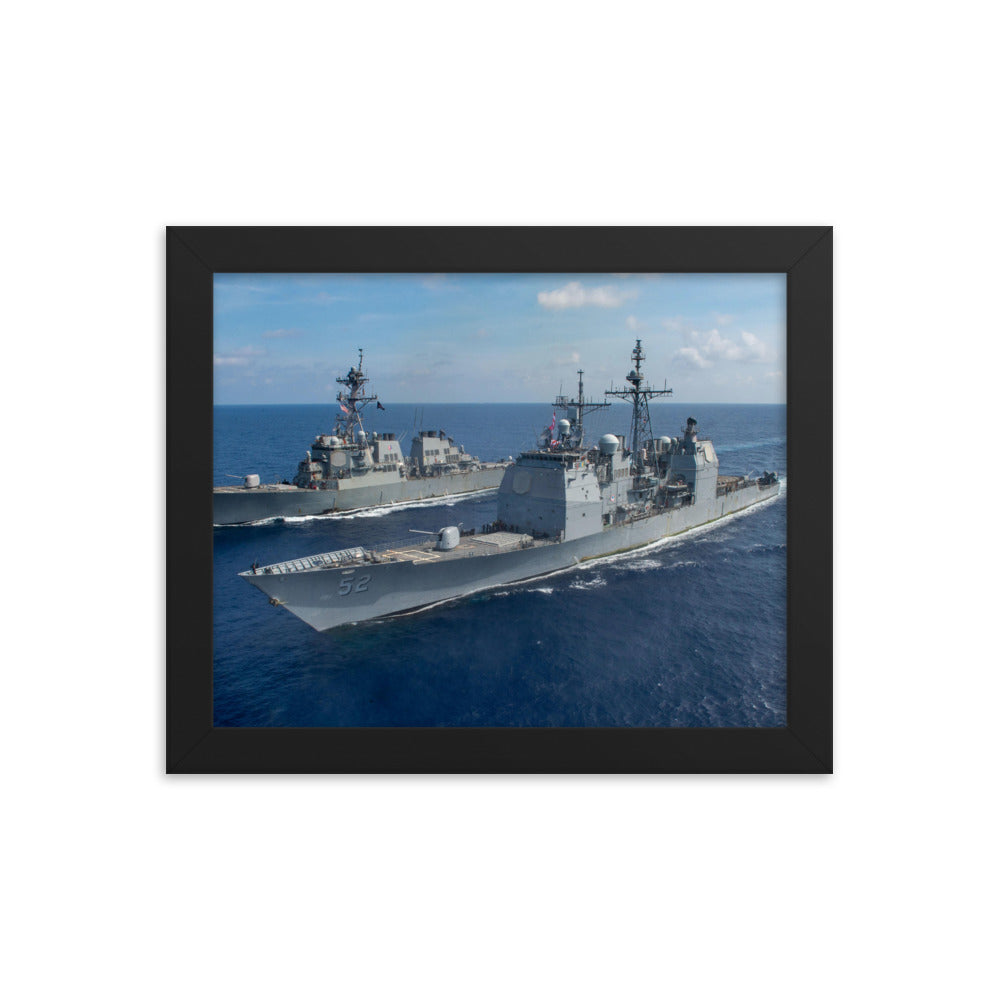 USS Bunker Hill (CG-52) Framed Ship Photo - CG-52 with DDG-52