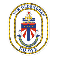 Load image into Gallery viewer, USS Oldendorf (DD-972) Ship&#39;s Crest Vinyl Sticker