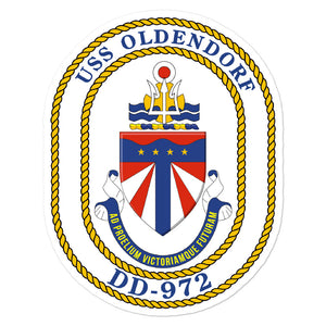 USS Oldendorf (DD-972) Ship's Crest Vinyl Sticker