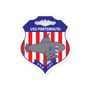 USS Portsmouth (SSN-707) Ship's Crest Vinyl Sticker