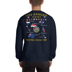 USS Ranger (CV-61) 1989 Cruise Sweatshirt - Map