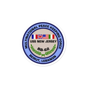 USS New Jersey (BB-62) Multi-National Peacekeeping Force Beirut Vinyl Sticker