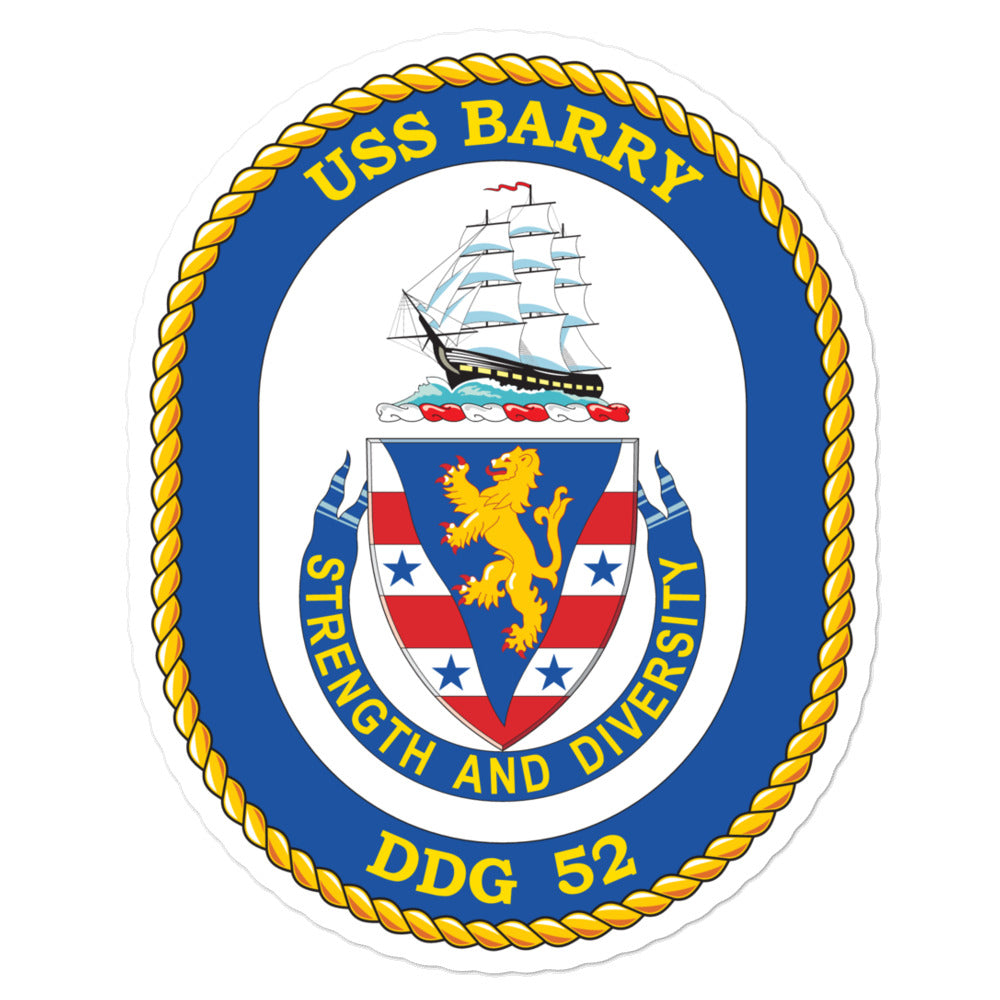 USS Barry (DDG-52) Ship's Crest Vinyl Sticker