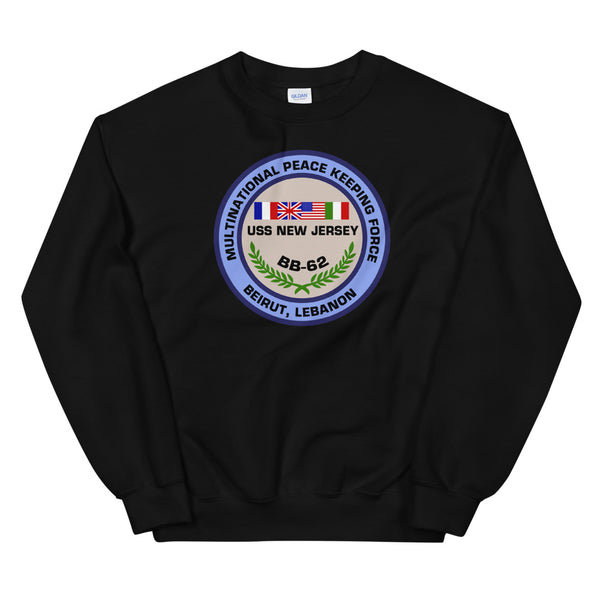 USS New Jersey (BB-62) Multi-National Peacekeeping Force Beirut Sweatshirt