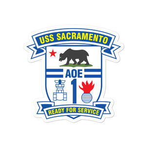 USS Sacramento (AOE-1) Ship's Crest Vinyl Sticker