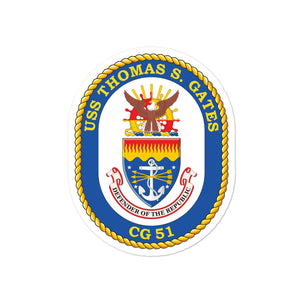 USS Thomas S. Gates (CG-51) Ship's Crest Vinyl Sticker