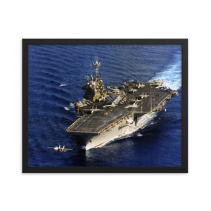 USS Independence (CV-62) Framed Ship Launching F-14 Tomcat Photo