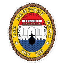 Load image into Gallery viewer, USS Newport News (SSN-750) Ship&#39;s Crest Vinyl Sticker