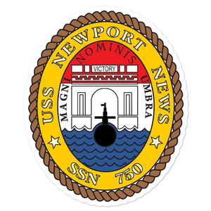 USS Newport News (SSN-750) Ship's Crest Vinyl Sticker