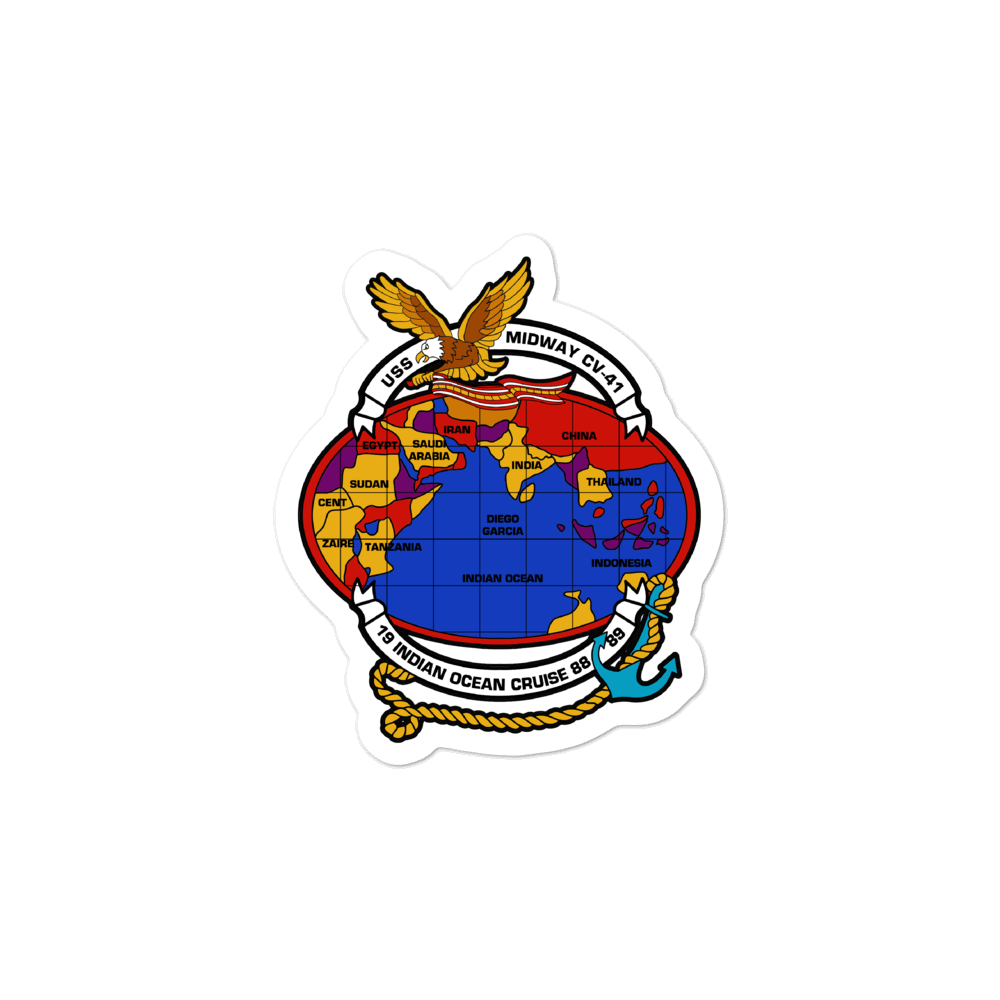 USS Midway (CV-41) Indian Ocean Cruise 1988-89 Vinyl Sticker