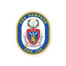 Load image into Gallery viewer, USS Sampson (DDG-102) Ship&#39;s Crest Vinyl Sticker