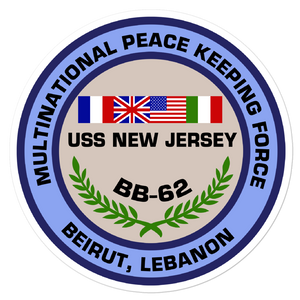 USS New Jersey (BB-62) Multi-National Peacekeeping Force Beirut Vinyl Sticker