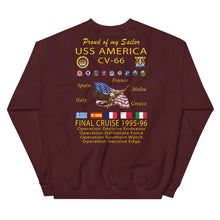 Load image into Gallery viewer, USS America (CV-66) 1995-96 Cruise Sweatshirt - FAMILY