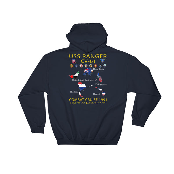 USS Ranger (CV-61) 1991 Cruise Hoodie - Map