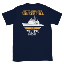 Load image into Gallery viewer, USS Bunker Hill (CG-52) 2000-01 WESTPAC Short-Sleeve Unisex T-Shirt