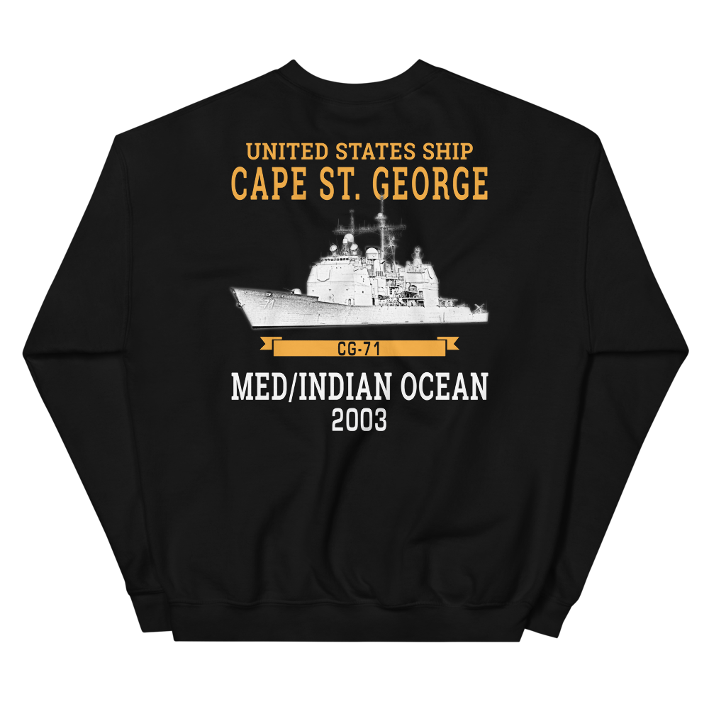 USS Cape St. George (CG-71) 2003 MED/IO Unisex Sweatshirt