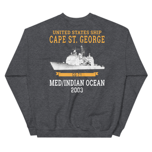 USS Cape St. George (CG-71) 2003 MED/IO Unisex Sweatshirt